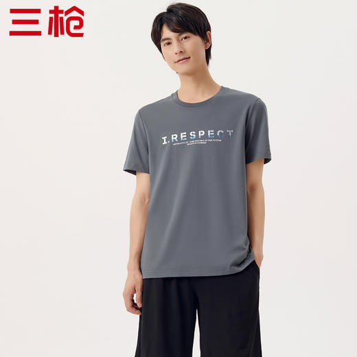 Threegun三枪 【舒感棉】印花圆领男士短袖T恤-24147A011 商品图0