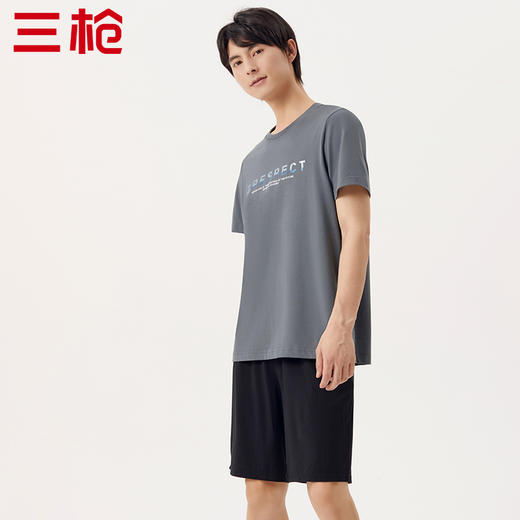 Threegun三枪 【舒感棉】印花圆领男士短袖T恤-24147A011 商品图4
