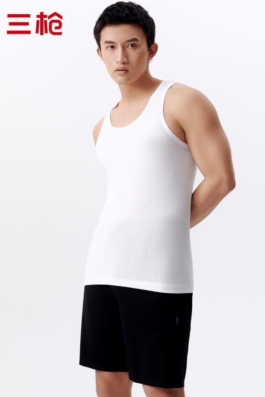 Threegun三枪 【舒肤棉】罗纹弹力男士打底背心-30821A011 商品图6