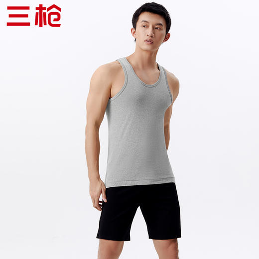 Threegun三枪 【舒肤棉】罗纹弹力男士打底背心-30821A011 商品图0