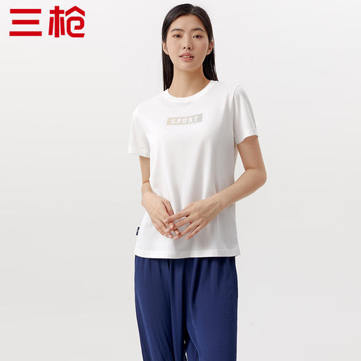Threegun三枪 【舒感棉】印花圆领女士短袖T恤-24146A011 商品图5