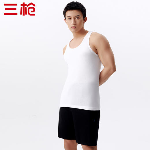 Threegun三枪 【舒肤棉】罗纹弹力男士打底背心-30821A011 商品图4