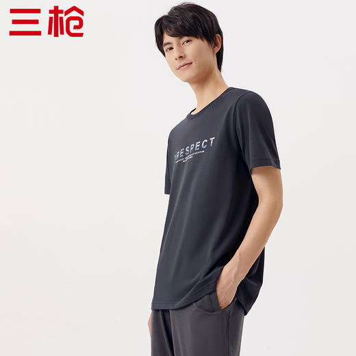 Threegun三枪 【舒感棉】印花圆领男士短袖T恤-24147A011 商品图1