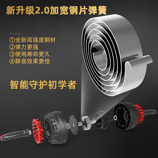 【下单就送加厚跪垫】加强二代静音自动回弹健腹轮，初学者家用健身轮【226-1】 商品图2