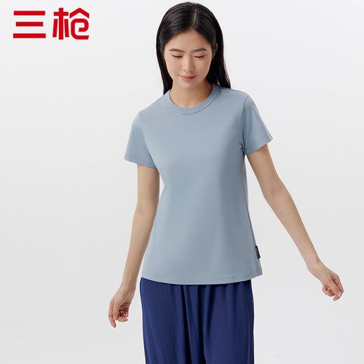 Threegun三枪 【高支丝感棉】圆领女士短袖T恤-24122A011 商品图4