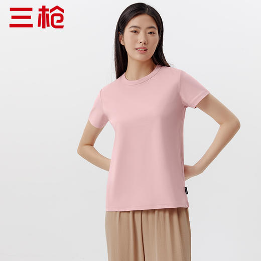 Threegun三枪 【高支丝感棉】圆领女士短袖T恤-24122A011 商品图2