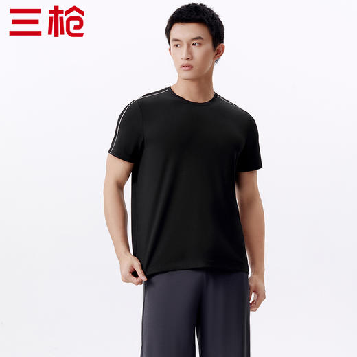 Threegun三枪 【凉感木代尔】网眼圆领男士短袖T恤-24135A011 商品图7