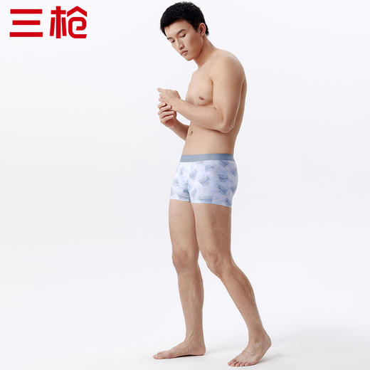 Threegun三枪 【冰丝】印花无痕男士平角短裤四角内裤（1条装）-50789B031 商品图6