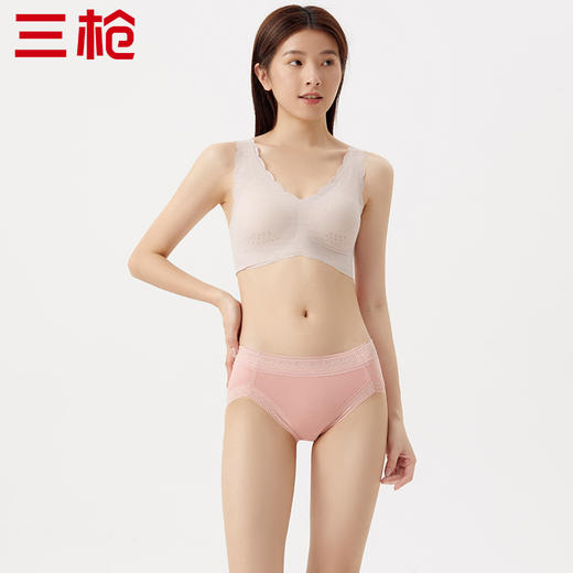 Threegun三枪 【弹力棉】花边无痕女士三角内裤（1条装）-40964B011 商品图4