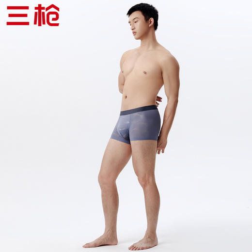 Threegun三枪 【冰丝】提花无痕男士平角短裤四角内裤（1条装）-50787B031 商品图3