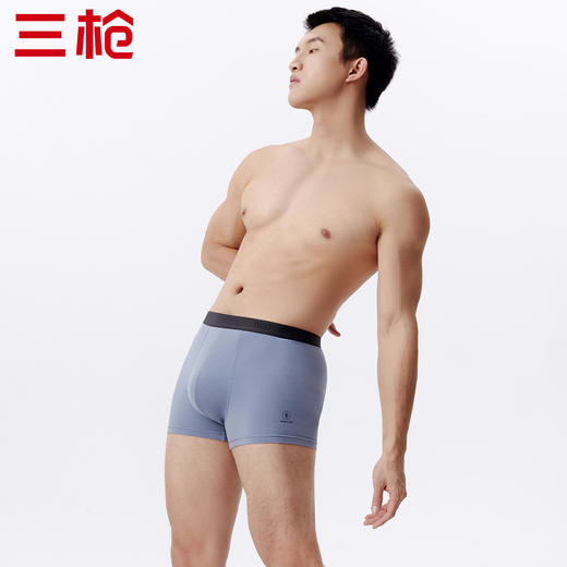 Threegun三枪 【蚕丝莫代尔】明根男士平角短裤四角内裤（1条装）-50793B031 商品图7
