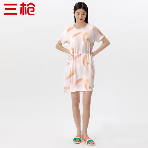 Threegun三枪 【爽滑垂棉】圆领短袖女士家居裙睡裙-70474A011 商品图3