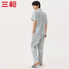 Threegun三枪 【高支纯棉】彩格翻领开襟短袖长裤男士家居套家居服-82073D011 商品缩略图2