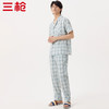 Threegun三枪 【高支纯棉】彩格翻领开襟短袖长裤男士家居套家居服-82073D011 商品缩略图1