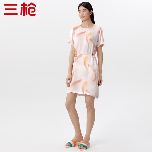 Threegun三枪 【爽滑垂棉】圆领短袖女士家居裙睡裙-70474A011 商品图1