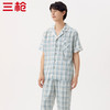 Threegun三枪 【高支纯棉】彩格翻领开襟短袖长裤男士家居套家居服-82073D011 商品缩略图3
