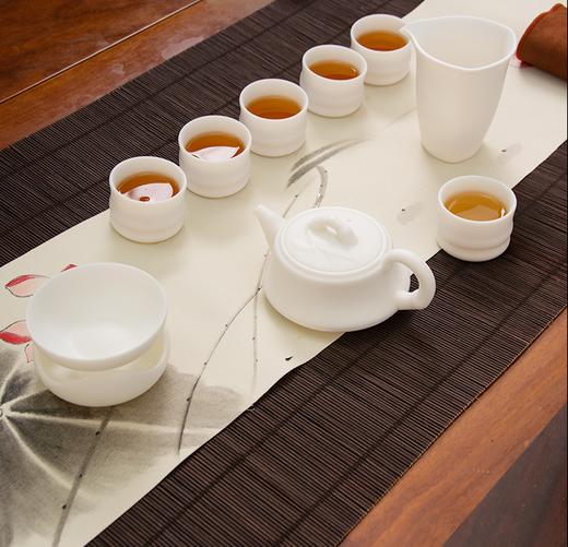 B-TP-8007/8005 竹韵 貔貅羊脂玉瓷 14头套装茶具 商务送礼皮质礼盒高端茶具 商品图1