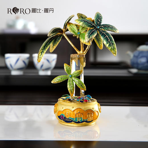 罗比罗丹珐琅彩工艺聚宝盆发财树摆件客厅办公室招财摆件开业礼品罗比罗丹 珐琅发财树 （20*14.5*26CM）开业礼 礼品 商品图2