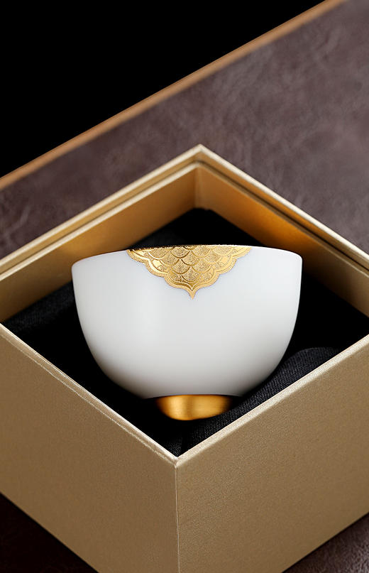 林玉山《鸡心杯海浪纹140ml》纯手工24K纯金鎏金主人杯茶盏 商品图3