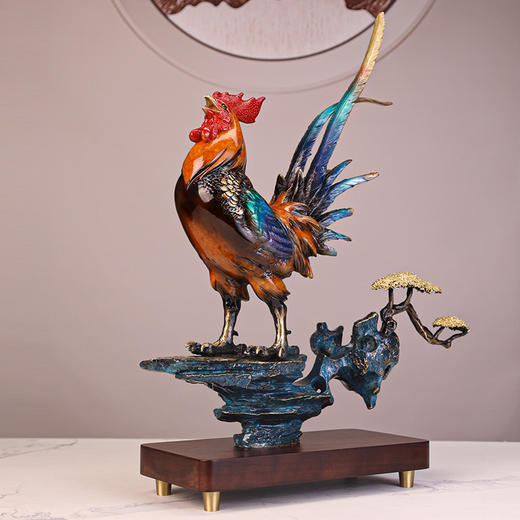 大公鸡纯铜摆件客厅玄关装饰品办公室茶室铜鸡摆设公司开业乔迁礼品 商品图1