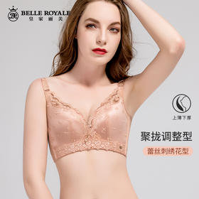 【秒杀品不退不换】皇家丽美托胸聚拢文胸宽侧收无钢圈蕾丝四排扣内衣WW1802-3