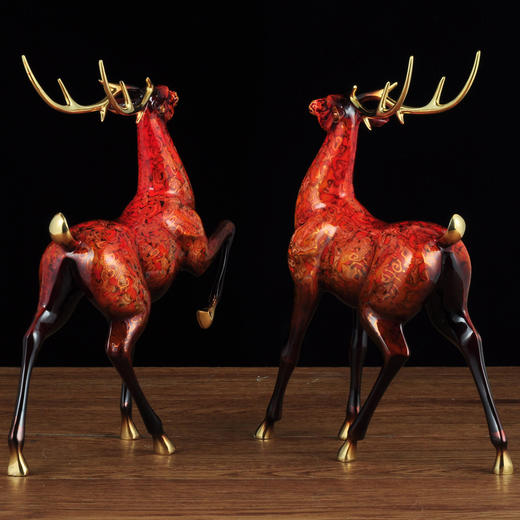 大漆工艺纯铜九色鹿摆件创意摆设家居客厅电视柜卧室装饰品商务礼品 商品图4