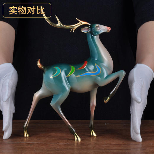 彩铜九色鹿摆件中式鹿高档创意家居客厅电视柜装饰品乔迁商务礼品 商品图5