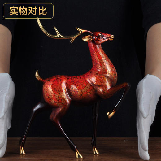 大漆工艺纯铜九色鹿摆件创意摆设家居客厅电视柜卧室装饰品商务礼品 商品图5