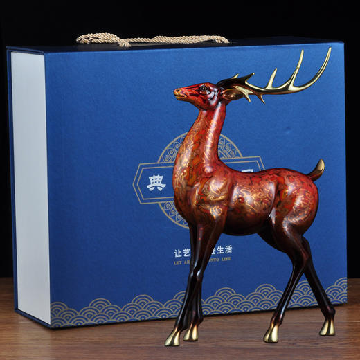 大漆工艺纯铜九色鹿摆件创意摆设家居客厅电视柜卧室装饰品商务礼品 商品图3