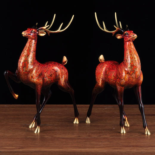 大漆工艺纯铜九色鹿摆件创意摆设家居客厅电视柜卧室装饰品商务礼品 商品图2
