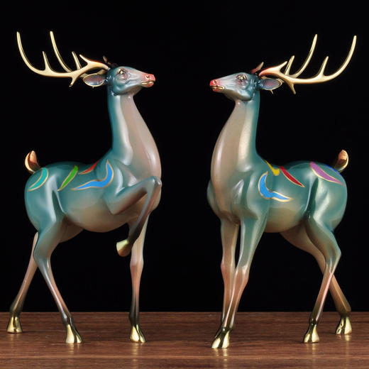 彩铜九色鹿摆件中式鹿高档创意家居客厅电视柜装饰品乔迁商务礼品 商品图2