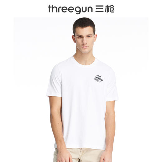 Threegun三枪 【水柔棉】圆领男士短袖T恤-23487A911 商品图1