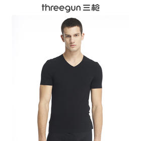 Threegun三枪 【浄呼吸】无痕V领男士短袖T恤-23455A911