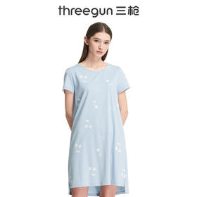 Threegun三枪 【新疆长绒棉】圆领短袖女士家居裙睡裙-70385A911