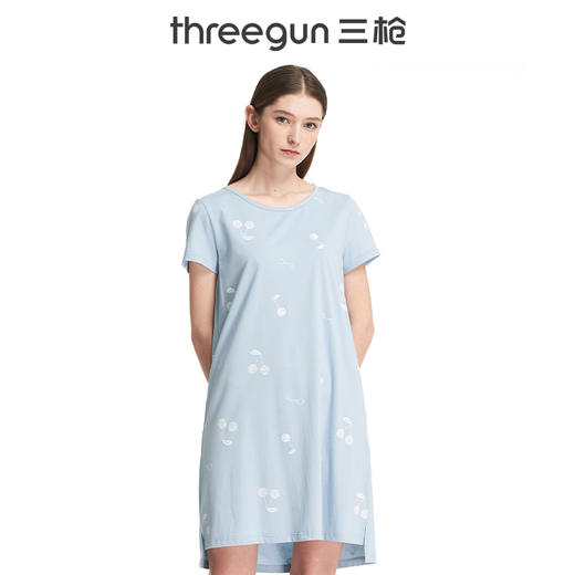 Threegun三枪 【新疆长绒棉】圆领短袖女士家居裙睡裙-70385A911 商品图0
