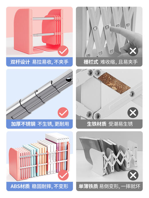 猫太子可伸缩书立架创意立书架桌上学生书夹固定书本折叠收纳ins风桌面书立放书的架子隔板书档板 商品图4