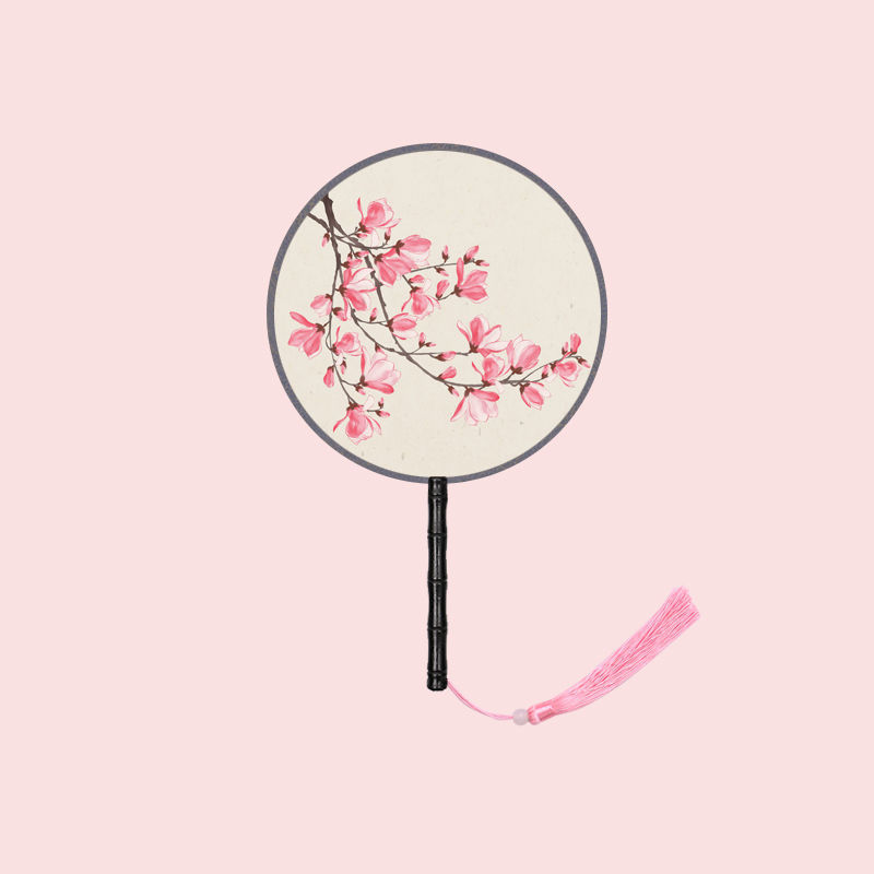 古风扇子团扇中国风舞蹈夏季古典古装宫廷汉服女式长柄流苏小圆扇