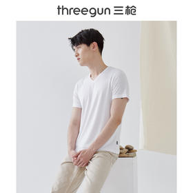 Threegun三枪 【浄呼吸】V领男士短袖T恤-23453A911