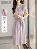 【专属特价】熙世界气质温柔风连衣裙女夏新款纯色收腰泡泡袖裙子高级感 商品缩略图0