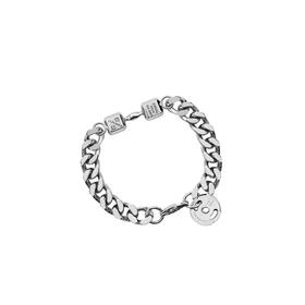 Rawness/契健 银色钛钢哑铃杠铃片手链