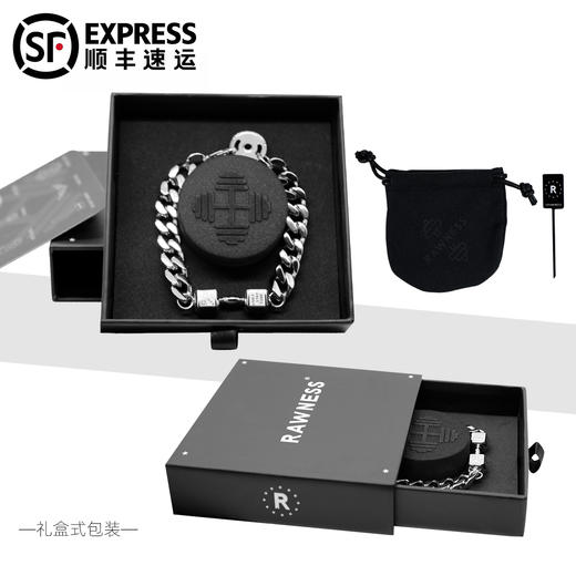 Rawness/契健 银色钛钢哑铃杠铃片手链 商品图2
