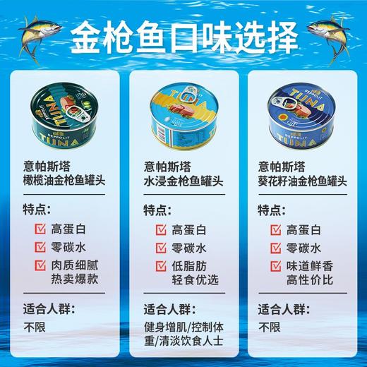 超值6罐装 意大利意帕斯塔橄榄油浸金枪鱼罐头 商品图1