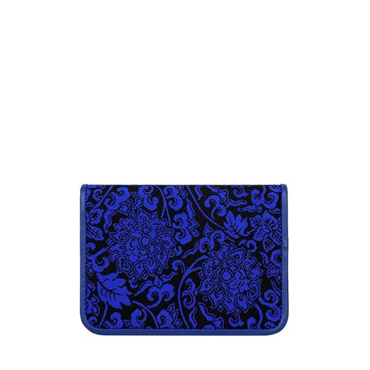 SAINTJOY/上久楷宋锦卡包 黑宝蓝缠枝莲花纹BWS19K0401 商品图0