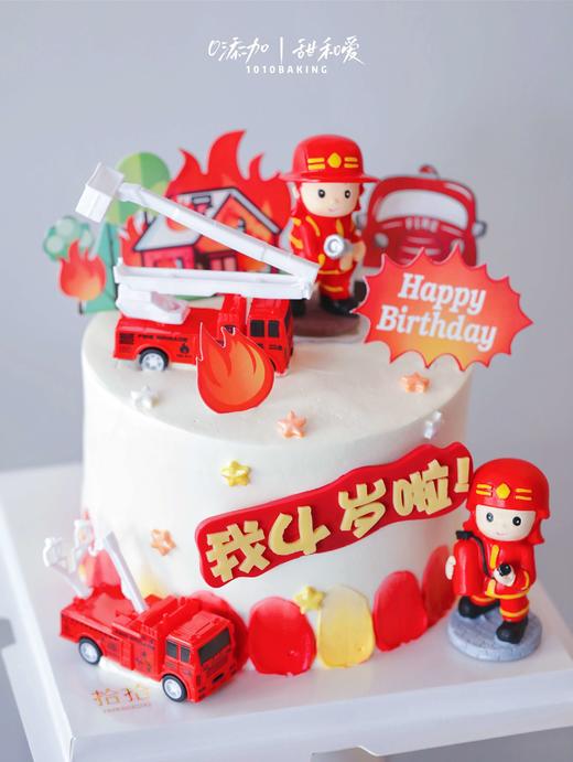 「消防员· 消防车」岁数可改·100%动物奶油（附图6寸加高·提前8小时预订） 商品图1