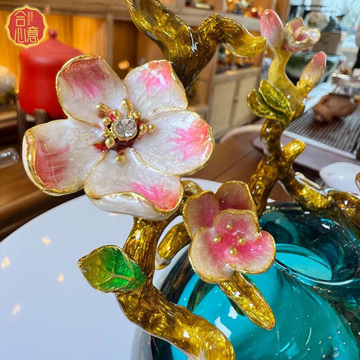 轻奢高端珐琅彩玻璃花瓶摆件客厅玄关欧式家居家居装饰品海洋之心【不支持补差，非质量问题不退不换】S 商品图5