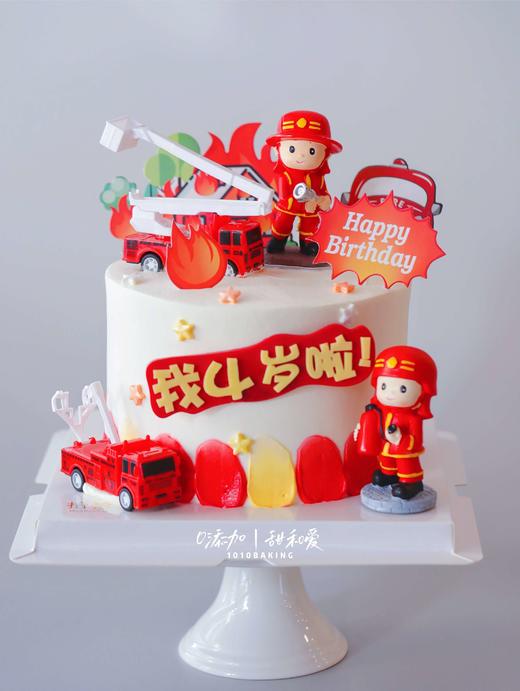 「消防员· 消防车」岁数可改·100%动物奶油（附图6寸加高·提前8小时预订） 商品图0