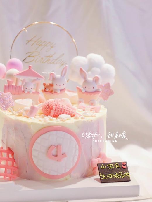 「粉小兔·兔兔小公主」岁数可改·翻糖巧克力·100%动物奶油（主图6+8寸双层·提前48小时预订） 商品图3