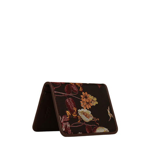 SAINTJOY\/上久楷防盗刷宋锦卡包女士超薄防消磁小巧卡包卡片夹酒红色生机 酒红色 深湖蓝色BWS19K0405 商品图1