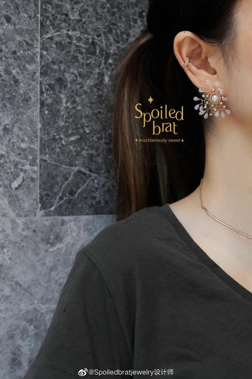 SpoiledBrat Jewelry月晕星芒系列 | 单只珍珠月光石耳环 商品图5
