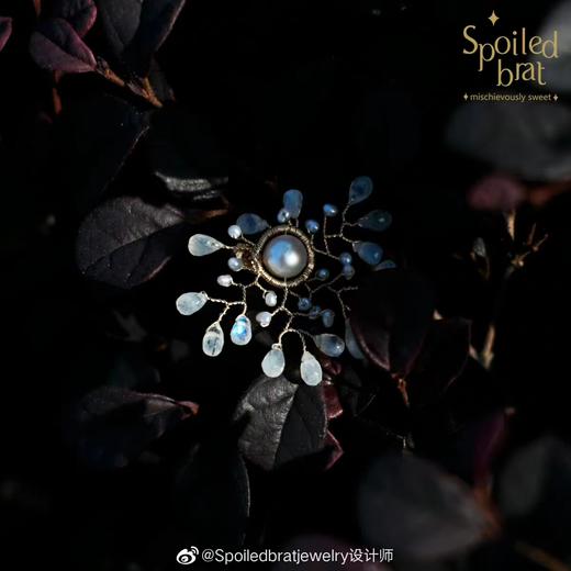 SpoiledBrat Jewelry月晕星芒系列 | 单只珍珠月光石耳环 商品图1